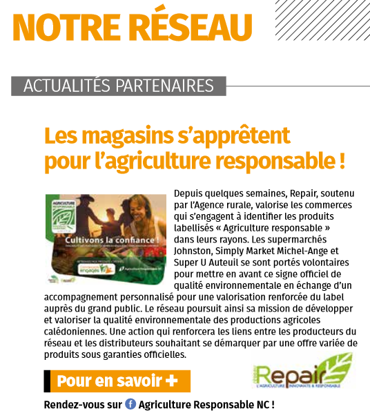 agriculture + revue + presse + responsable + innovante + repair + nouvelle calédonie + pacifique + label + ar